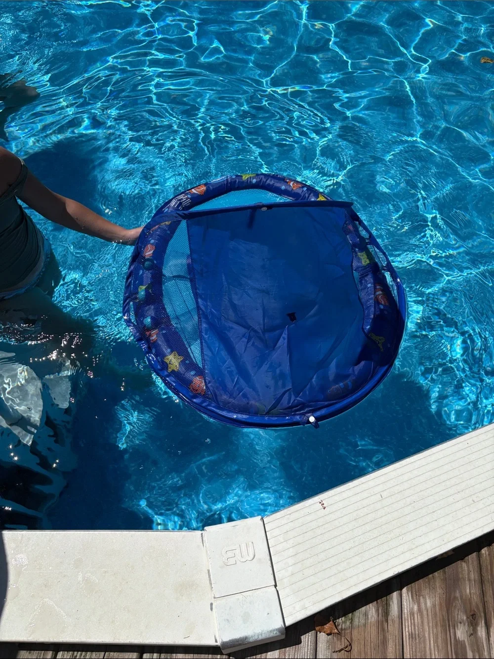 Blue Kids Inflatable Pool Float with Sun Canopy